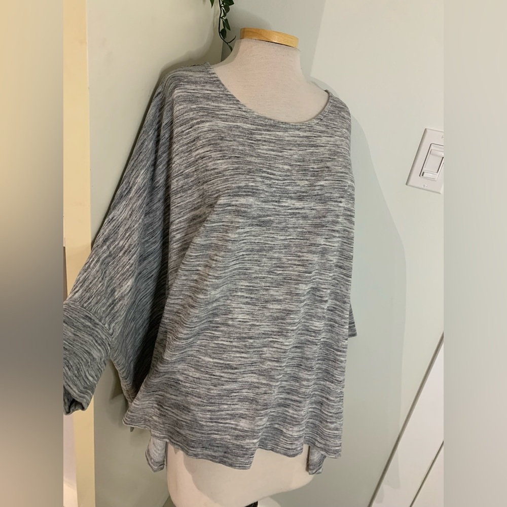 Gray Knit Poncho Sweater OX